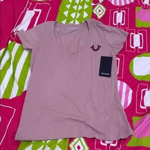 True Religion Mauve V-Neck T-Shirt